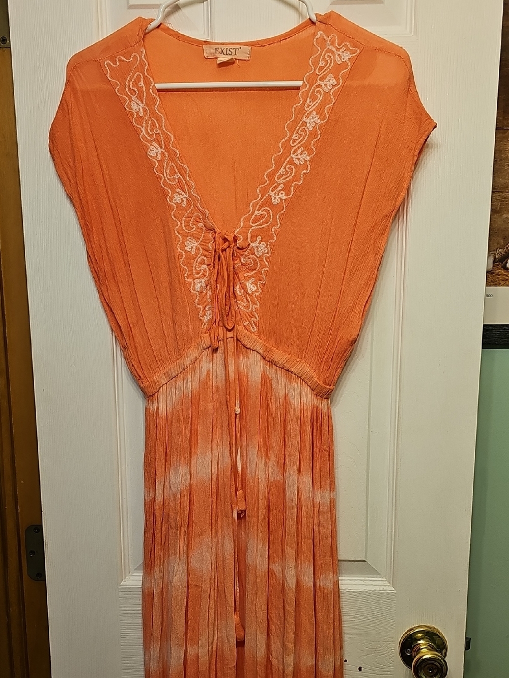 Exist Pink Tie-Dye Maxi with Embroidered V-Neck